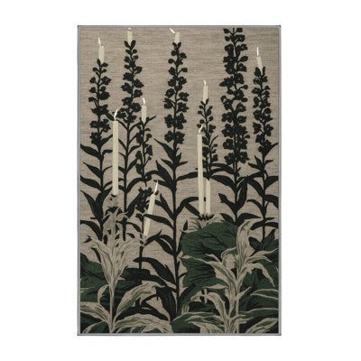 Tapis gris botanique lavable à la machine