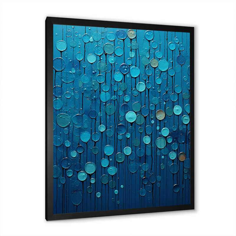 «Abstract Rainy Blue Collage», art sur toile à formes abstraites, Cadre simple noir, H 32 po x l 16 po x P 1 po
