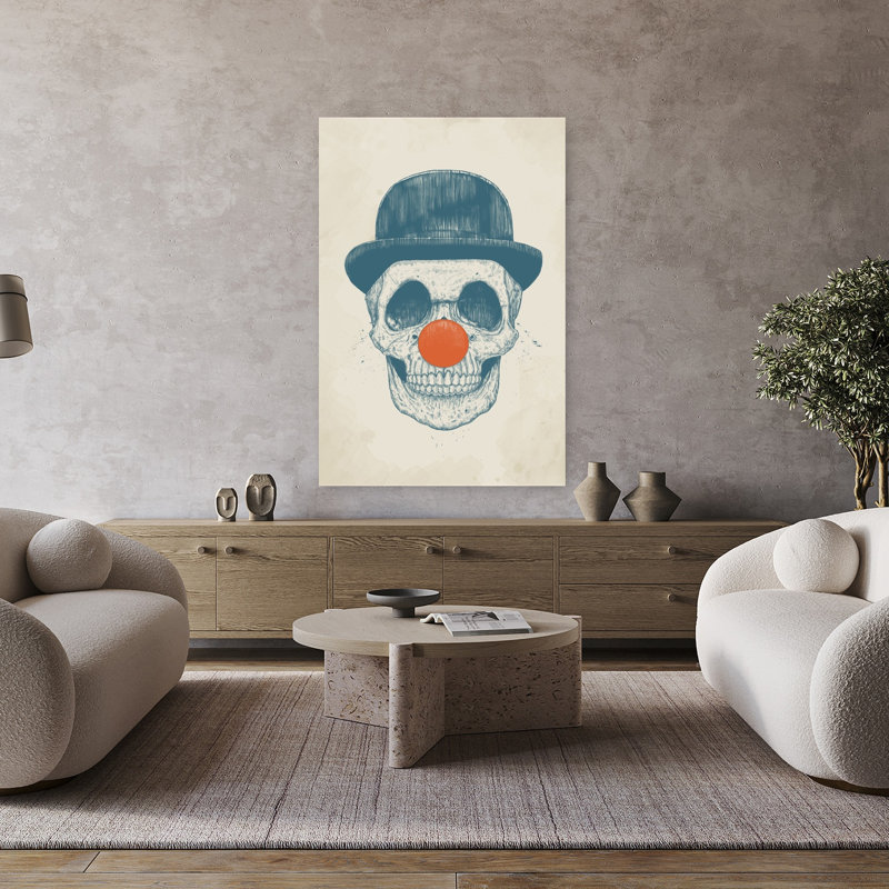 Art mural contemporain abstrait clown mort, H 48 po x l 32 po