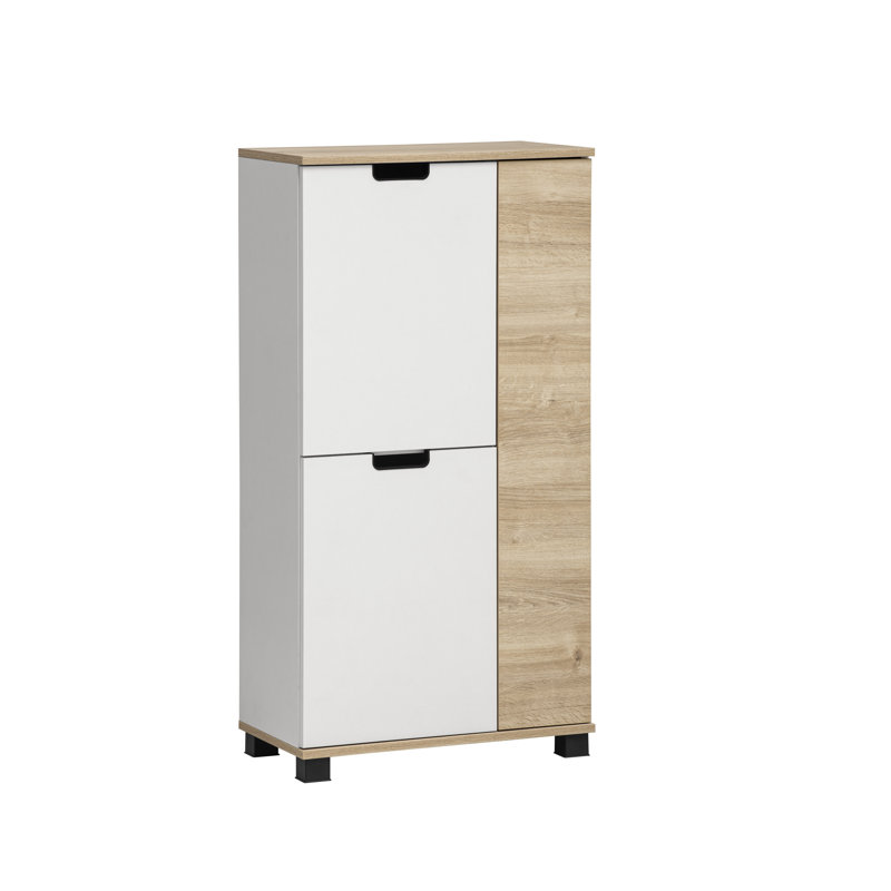 Soldonia Freestanding Bathroom Cabinet, Matt White/White Oak