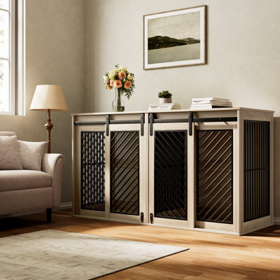 61'' W Dividable Dog Crate Furniture