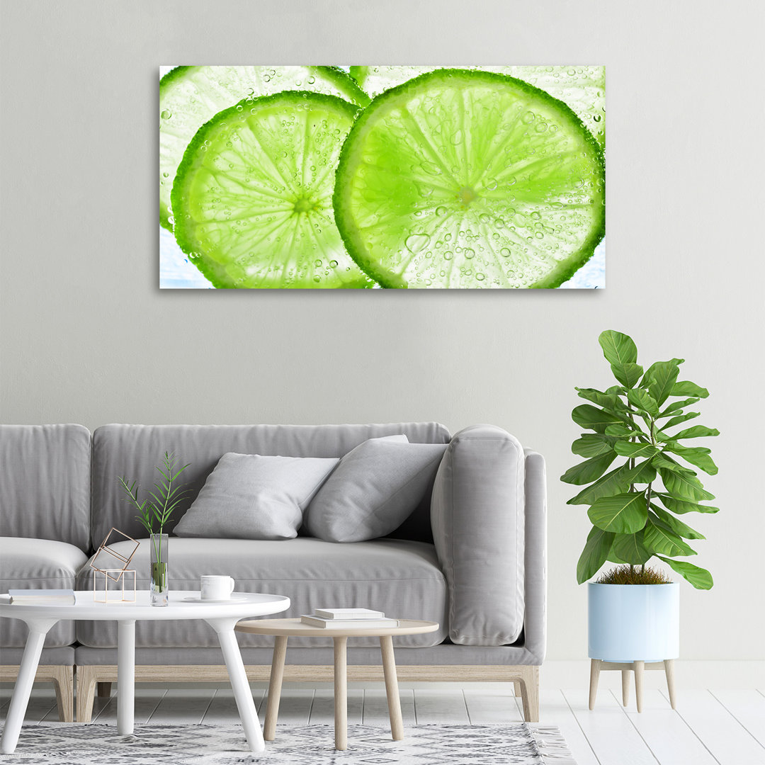 Limetten unter Wasser - Kunstdrucke auf Leinwand - Wrapped Canvas