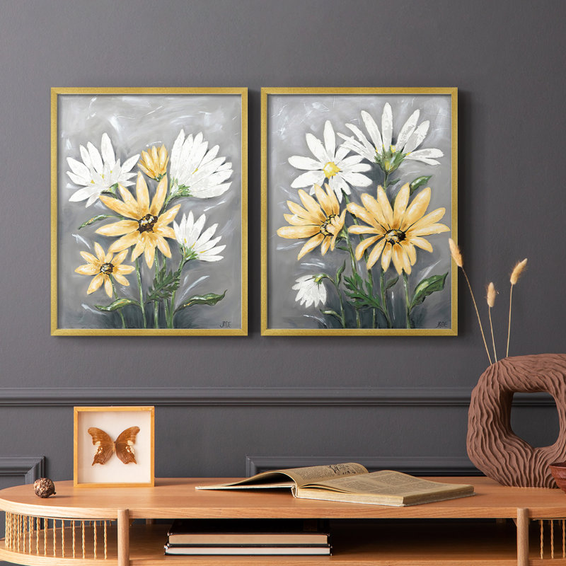 «Summer Daisies I», reproduction encadrée de qualité supérieure - prête à être accrochée - aucun clou requis - aucun clou requis