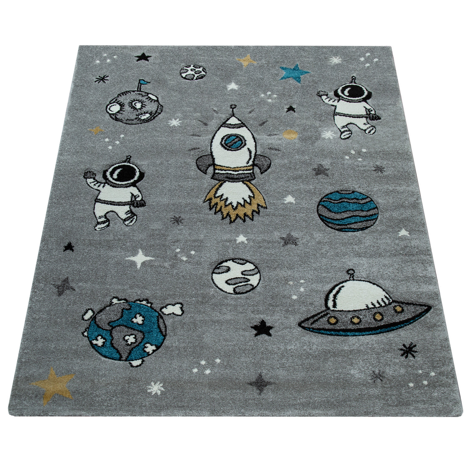 Paco Home Space Rug For Kids Room With Astronaut Planets & Rockets In ...