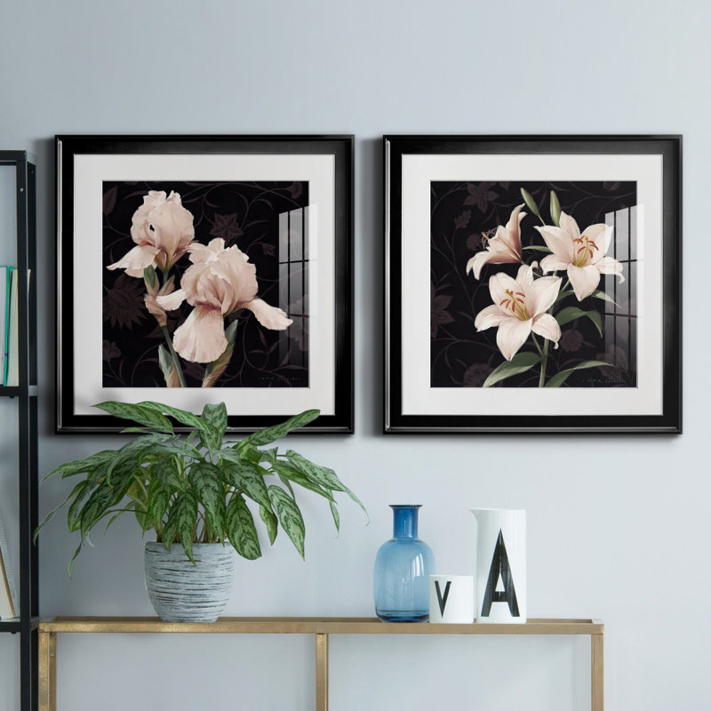Iris Elegante - ensemble de 2 reproductions de cadres photo, H 30,5 po x l 61 po x P 1,5 po, Noir