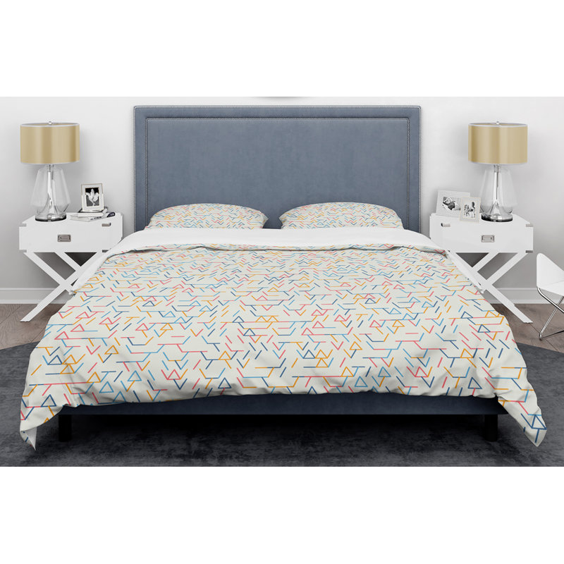 Modern & Contemporary Polyester Twill Geometric Shapes Duvet Cover, Twin Duvet Cover + 1 Sham, Abstract Geometric Background