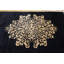 Tapis médaillon floral noir en laine noué à la main des années 1920