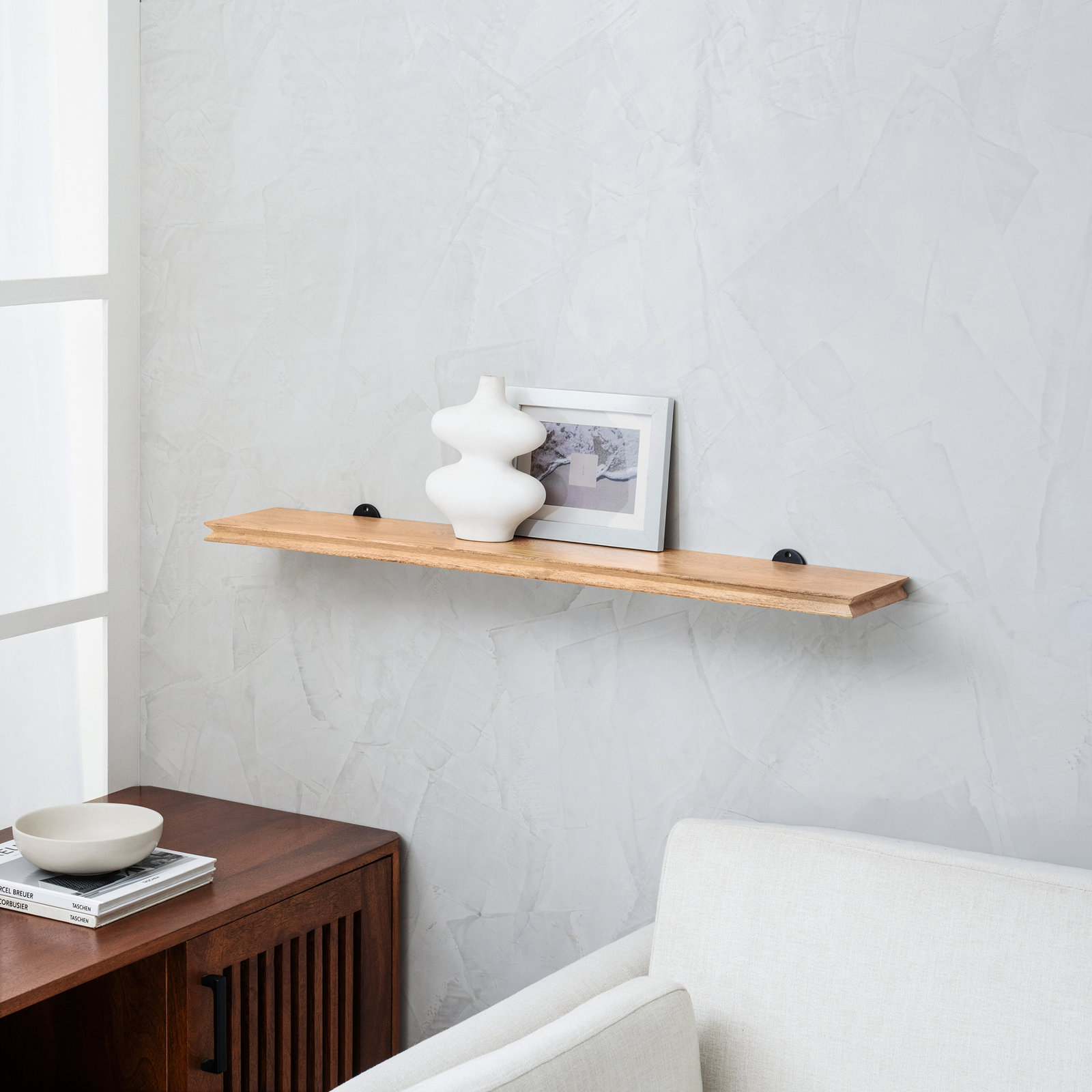 Irie Mango Wood Floating Shelf, 1'' H x 36'' W x 6'' D, Natural