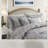 Elegant Cotton Bedding Sets, Oversized Grey Damask Comforter For Cal King