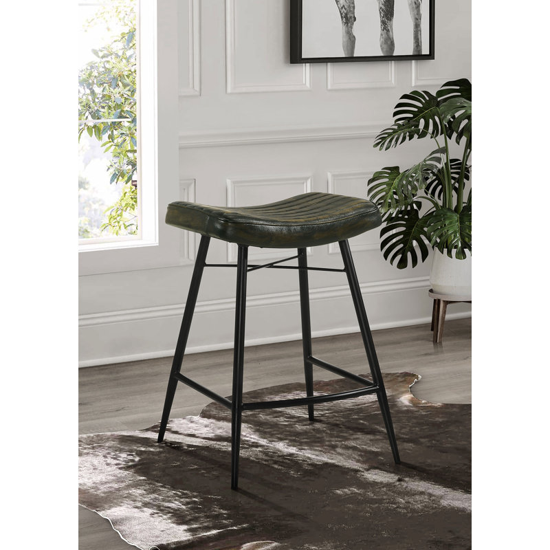 Tabouret de comptoir rembourré Amita, Espresso antique, H 25,5 po x l 18,5 po x P 19,5 po