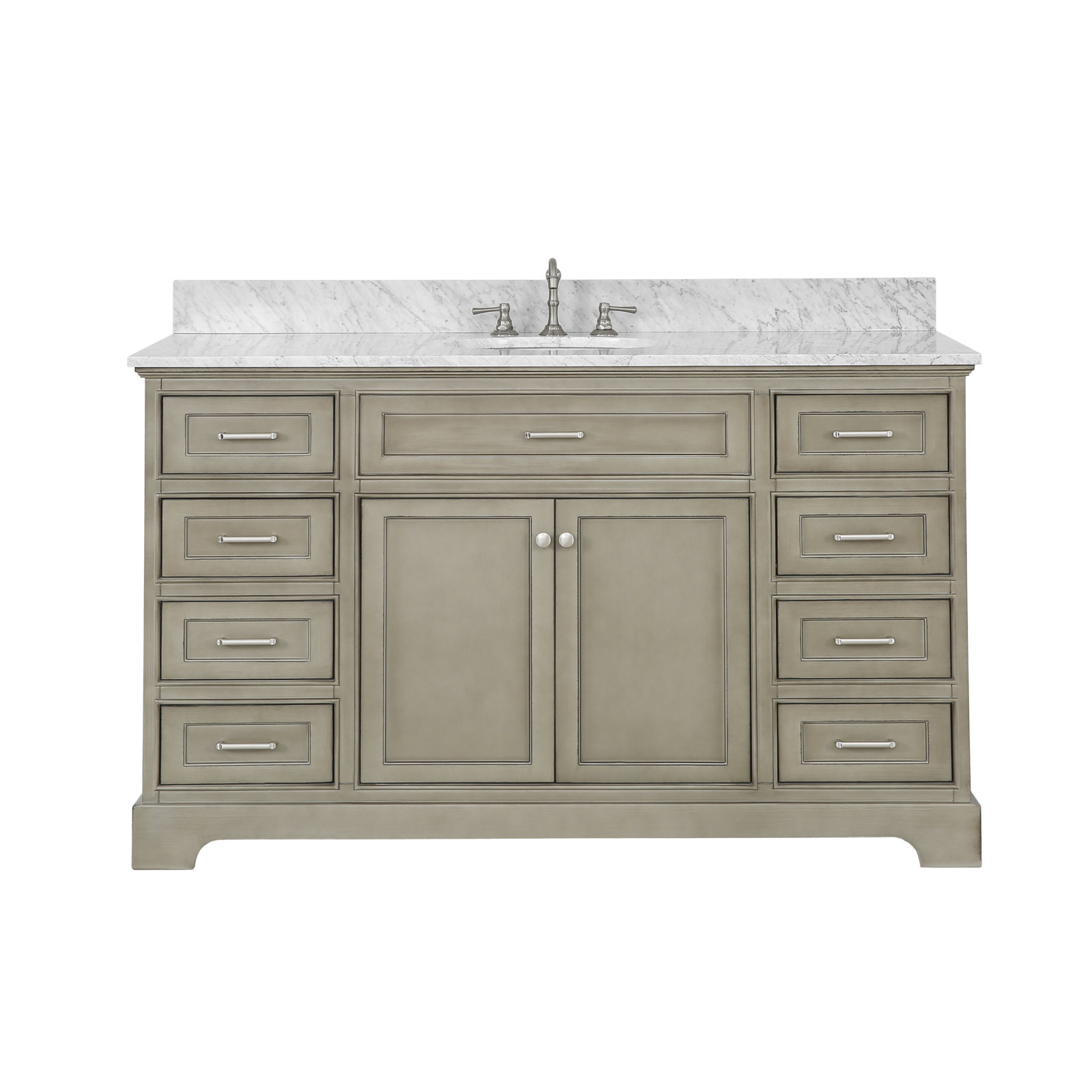 Meriline 60'' Single Bathroom Vanity, Weathered Gray, Carrara Marble
