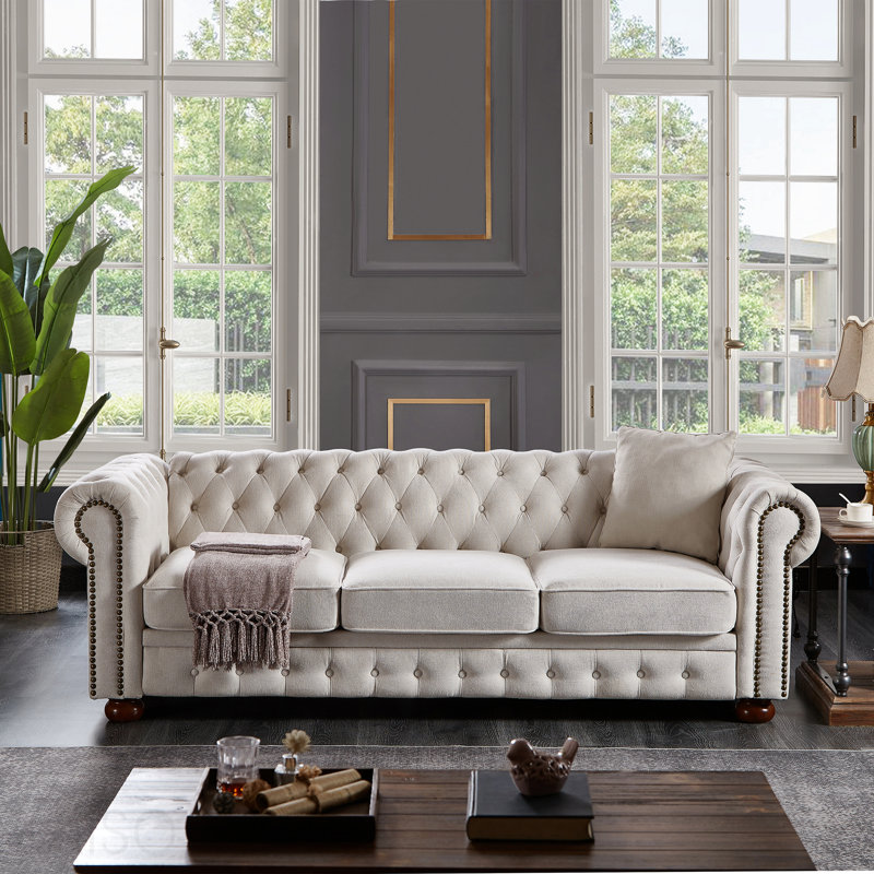Sofa Beige Linen Fabric (Beige), Beige