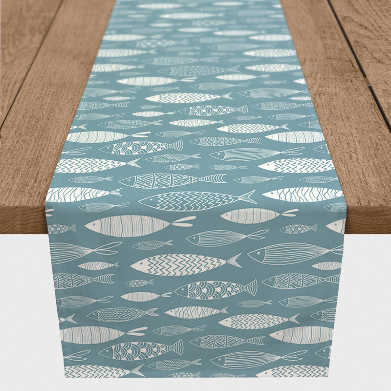 Chemin de table Anesa, 72 po x 16 po, Bleu