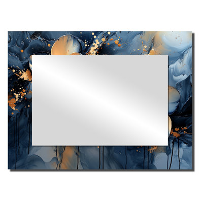 Golden River of Aqua Plumeria Blossom II - Art mural miroir floral - imprimé sur métal