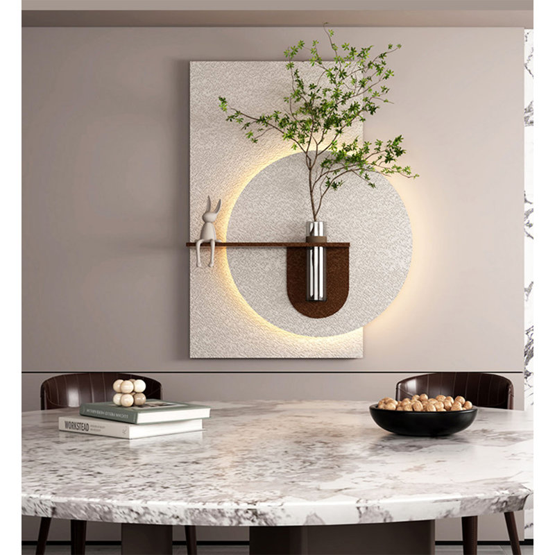 Vase moderne avec plante grès, 41,34 po H x 29,92 po L x 1,38 po P, Brun / blanc / vert