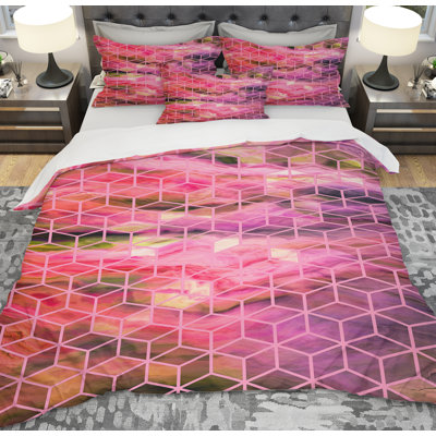 Ensemble de housse de couette en fond marbré designart cubes structure of marble