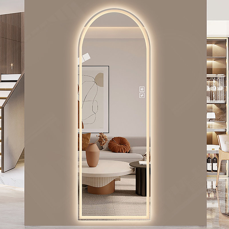 65" x 21" Arch Design LED Full Length Mirror ,Dimmable,  High Definition & Explosion-Proof, Full-Length Standing or Wall-Mounted - Brightly Lit for Makeup, Studio, and More