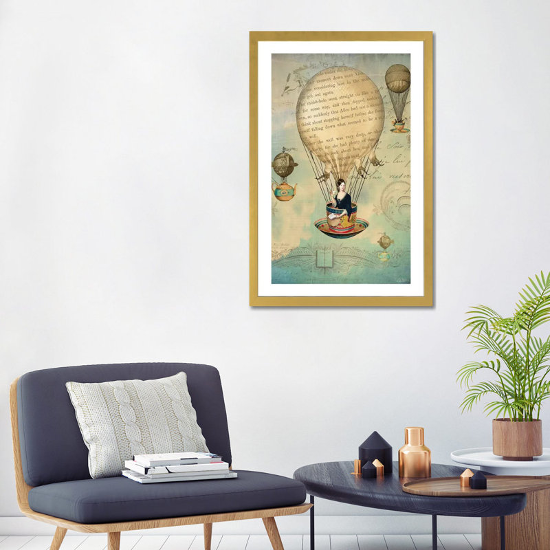 «The Poet» par Catrin Welz-Stein - impression d'art graphique, H 32 po x l 24 po x P 1 po, Papier encadré doré, Blanc