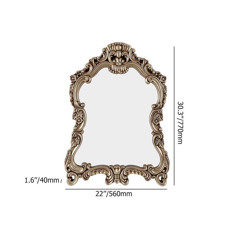 Large Vintage Arch French Shield Wall Mirror Decor 19Th Century Champagne Gold Art