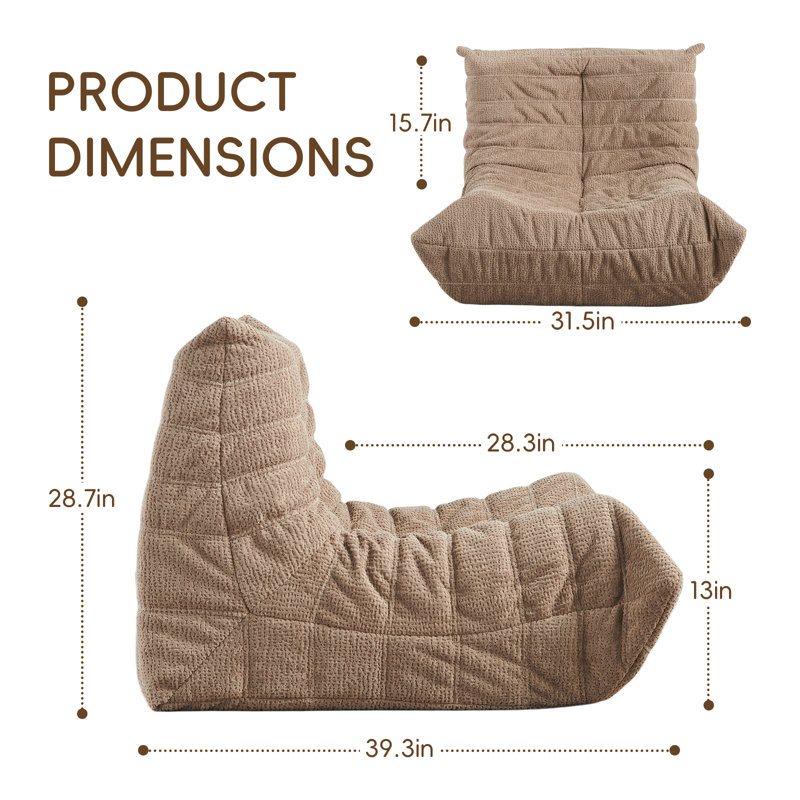 Cotton Blend Bean Bag Chair, Brown
