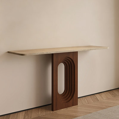 Traditional Nut-Brown Solid Wood Console Table