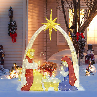 5.8Ft Lighted Multi-Colour Nativity Manger Outdoor Holiday Decoration