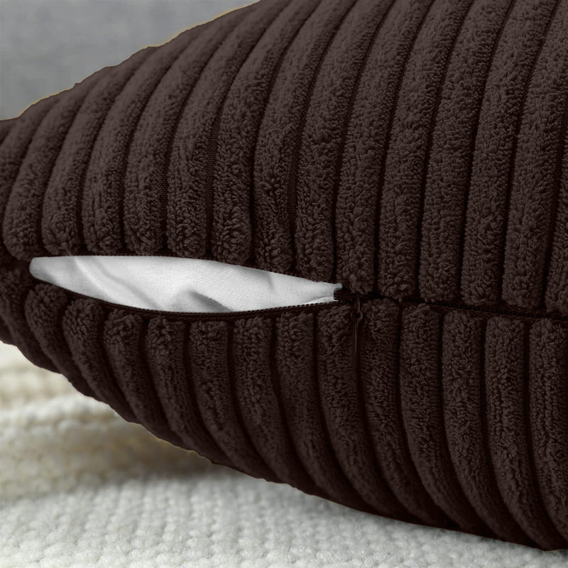 Striped Square Throw Cushion Pad, Coffee