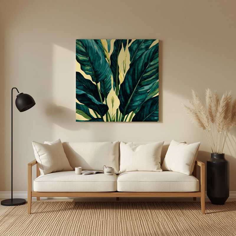 Aquarelle botanique 59, art mural vert en métal, H 12 po x l 12 po