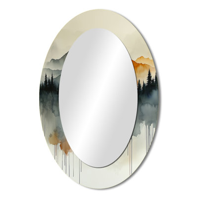 Bold Mountain Landscape In Autumn I - Traditional Oval Wall Mirror
