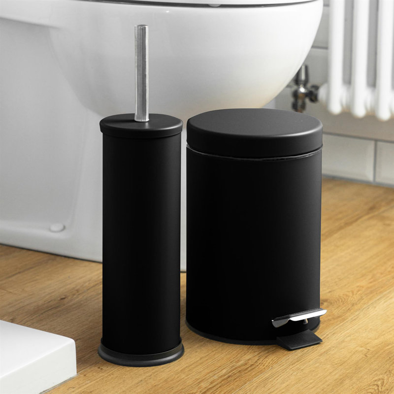 Harbour Housewares 3L Square Bathroom Pedal Bin, Black