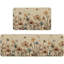Tapis de cuisine - brun, feuilles à motif floral coquelicot, ensemble de 2 tables de printemps