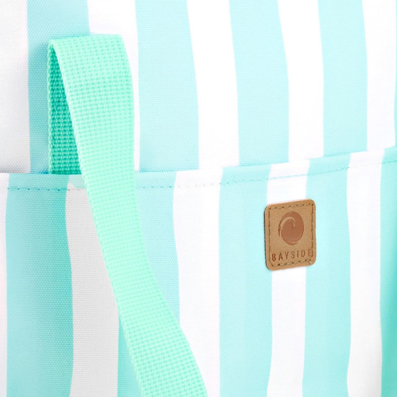  Whitesands Mint & Ivory Stripe Tote Cool Bag 20 Litre