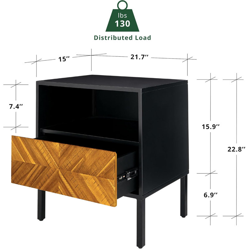 Solid Wood Bedside Table