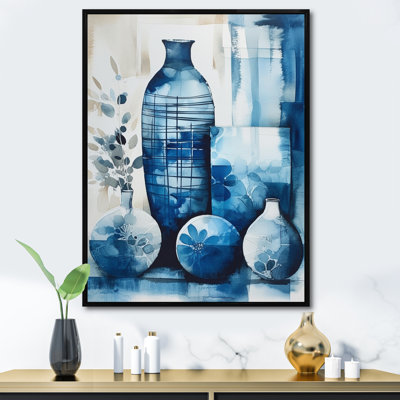 «Paier Blue and Cream Bohemian Vibes Pottery II», reproduction sur toile