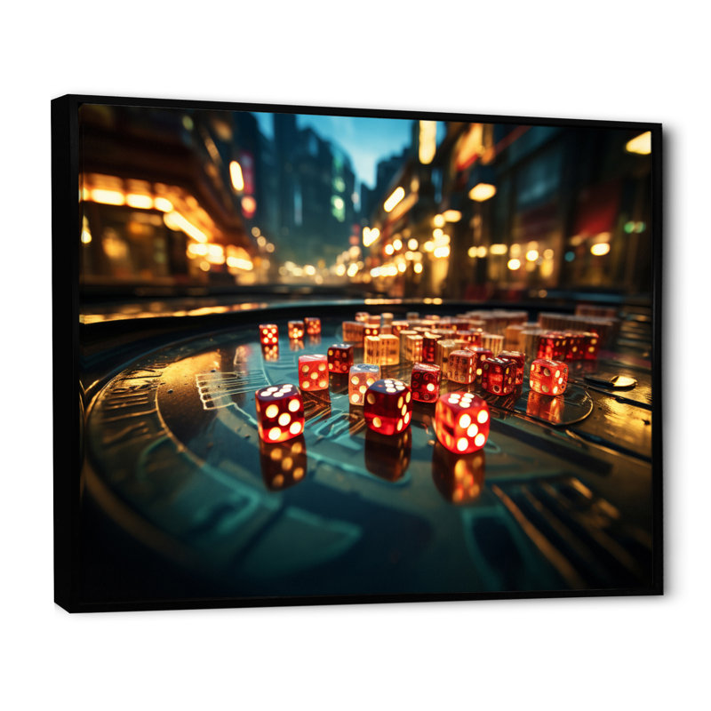 «Casino Royale Dice II», art mural sur toile, Cadre flottant noir, 12" H x 20" W