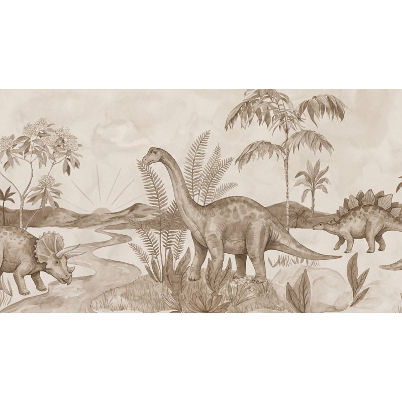 Papier peint paysage de dinosaure préhistorique, 140"x108", Peler et coller