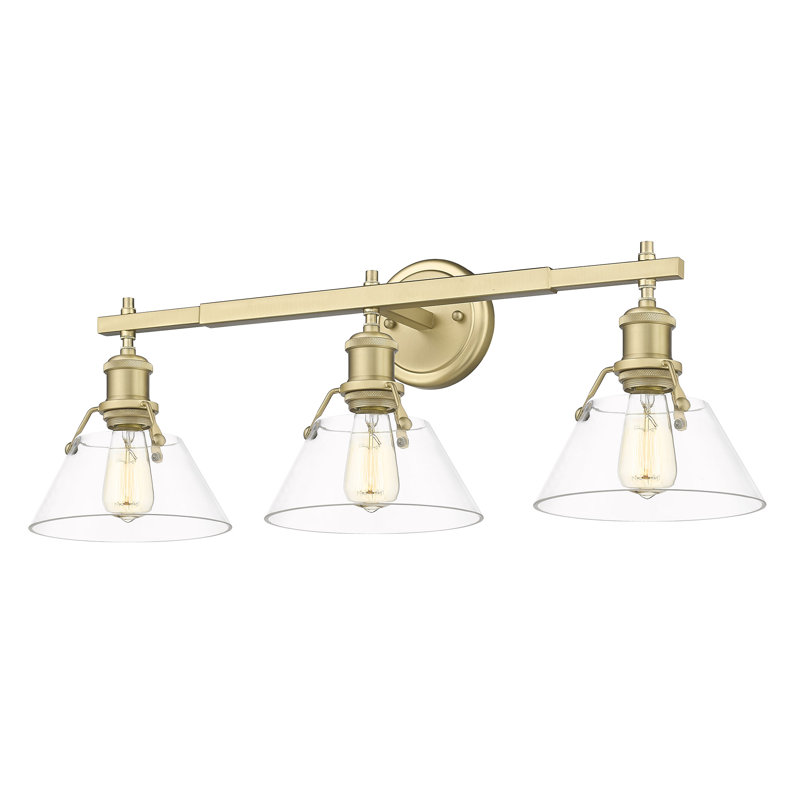 Luminaire à 3 lumières Felda, Bronze champagne brossé, Verre transparent