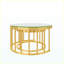 Ensemble de 2 tables basses rondes gigognes à structure circulaire en métal doré avec plateau à finition miroir pour salon et appartement-133491203