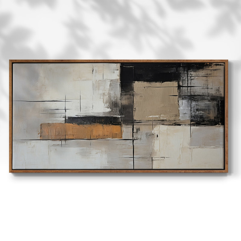 Abstrait, série CCLVII, toile tendue avec châssis, prête à être accrochée, H 17 po x l 33 po, Noyer