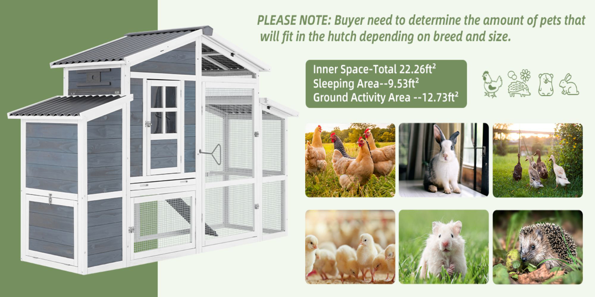 Archie & Oscar™ Flitwick Chicken Coop with Chicken Run For Up To 4