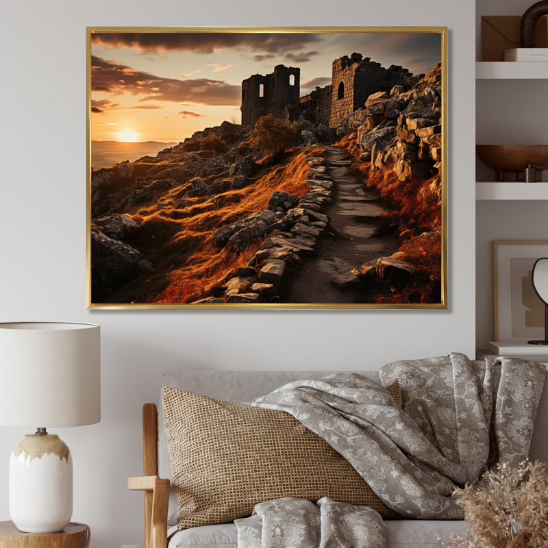 " Ireland Whispers Of History Castle I ", 12" H x 20" W, Gold Floater Framed