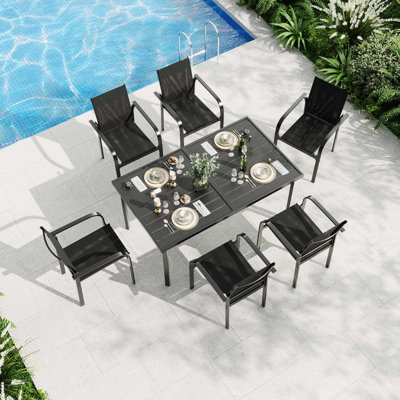 Ensemble de salle à manger 7 pièces pour 6 personnes, ensemble de mobilier d'extérieur