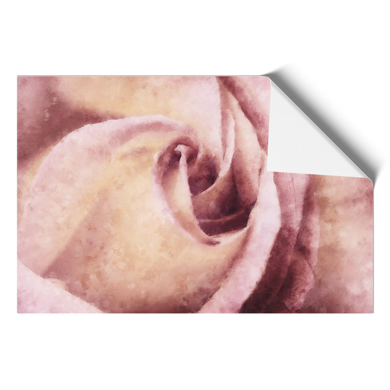 Pink Rose Flower Painting - Frameless Print, 42cm H x 59cm W x 0.1cm D