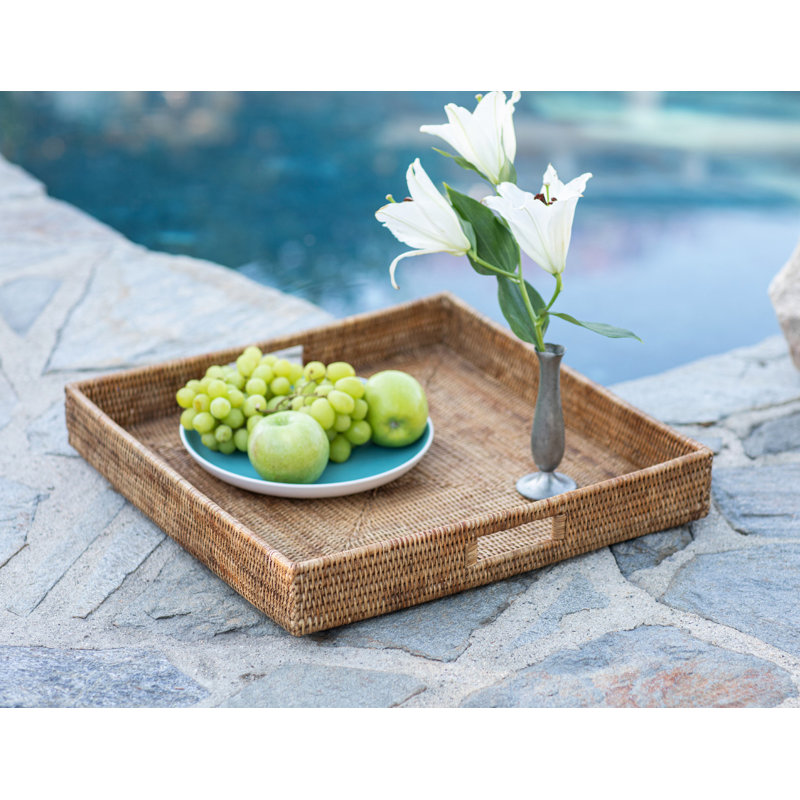 Edmond Rattan Tray, Honey Brown, 3" H x 20" W x 20" D, No Bundle