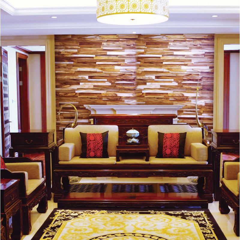 Acacia 3D Textured Solid Hardwood Interlocking Wall Planks