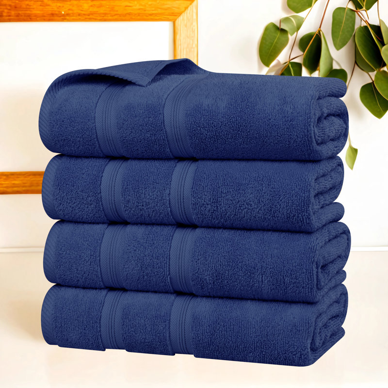 Superior Smart Dry Zero Twist 100% Cotton Towel Set, Navy Blue