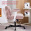 Fauteuil de bureau croisé en velours de 26 po de largeur avec roulettes, fauteuil de bureau à pieds croisés avec accoudoirs réglables en hauteur, support lombaire, fauteuil de coiffeuse pivotant pour bureau à domicile, chambre à coucher, bureau, 350 lb-107129129