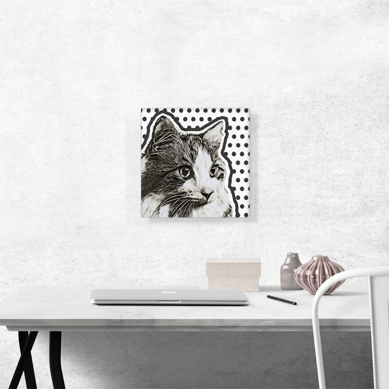 Angora Cat Breed Black Dots - Reproduction d'art sur toile tendue, H 12 po x l 12 po x P 1,5 po