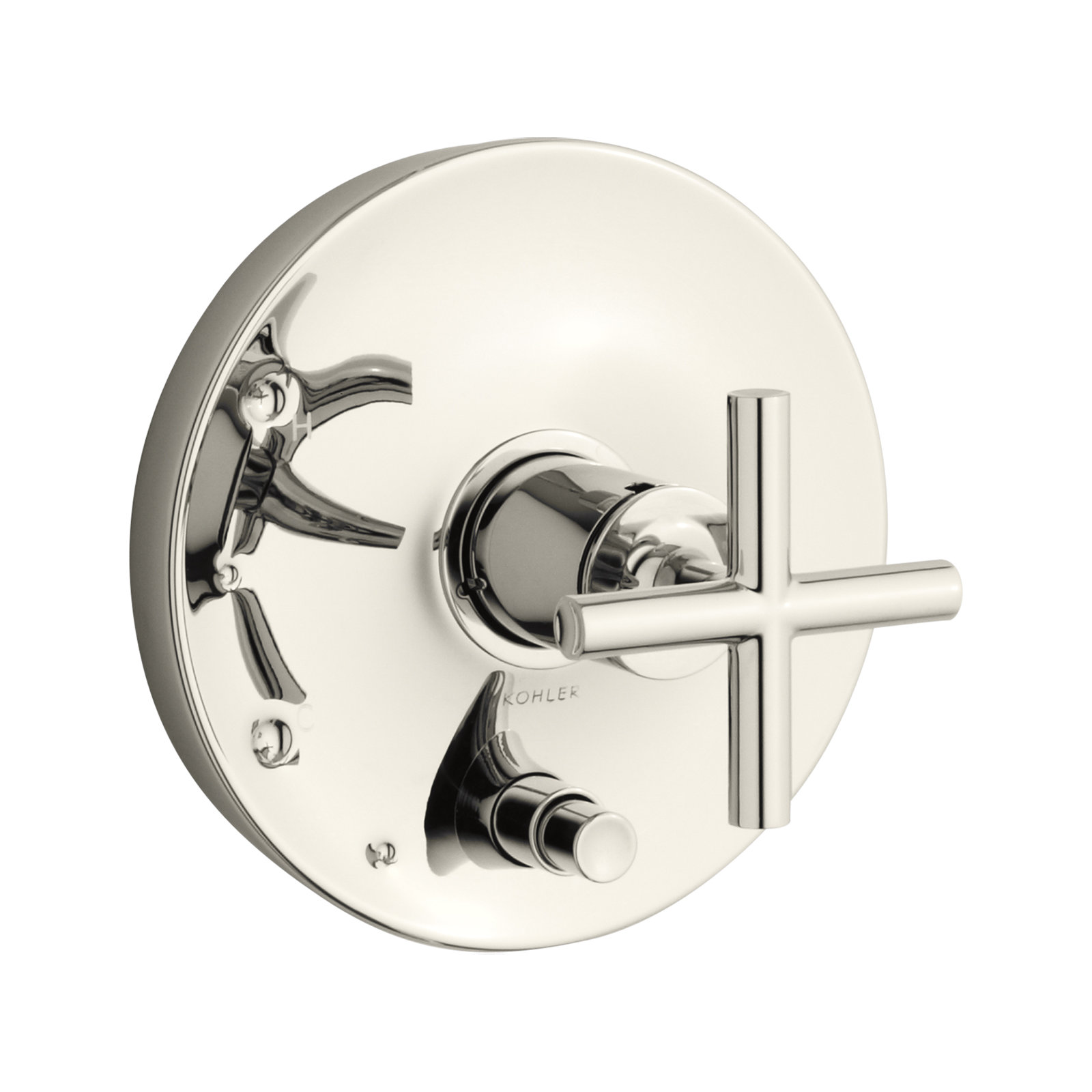 Purist Rite-Temp Pressure-Balancing Valve Trim with Cross Handles, Vibrant Polished Nickel