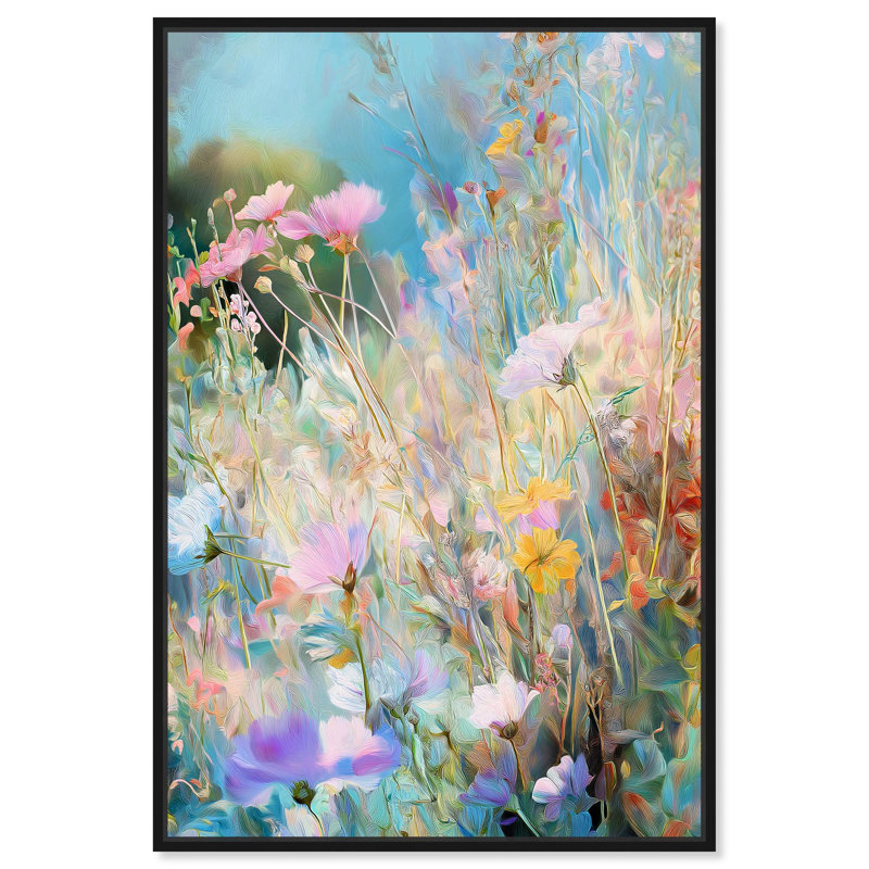 Toile Cosmos Cascade par Art Remedy, Cadre flottant, H 16 po x l 11 po, Noir